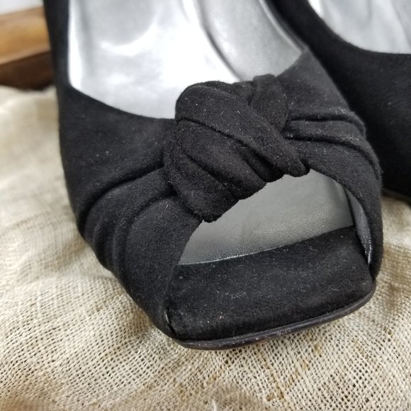 PRADA Suede Peep-Toe Wedges - Picture 5 of 8